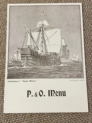 Vintage Cruise Ship Menu P&O Stratheden June 1938 Peninsular Oriental Line Lunch - Image 1 of 4
