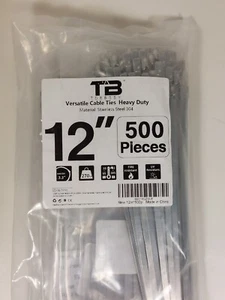500x 12" Heavy Duty 304 Stainless Steel Cable Ties 300mm x 4.6mm Zip Tie Exhaust - Picture 1 of 8