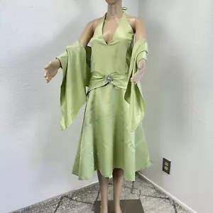 Jessica McClintock for Gunne Sax Size 13/14 Formal Evening Halter Silky Gown - Picture 1 of 17