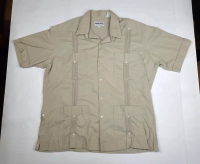 Camisa informal con botones grande beige 4 bolsillos delanteros RENATO COLLEZIONE para hombre Foto 1 de 4