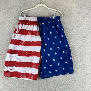 Beverly Hills Polo Club Swim Shorts Men's Large USA Flag Print Drawstring Mesh - Picture 1 of 9