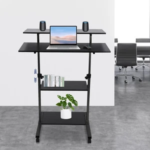 Stand Up Desk/Height Adjustable Computer Workstation Rolling Presentation Cart - Picture 1 of 19