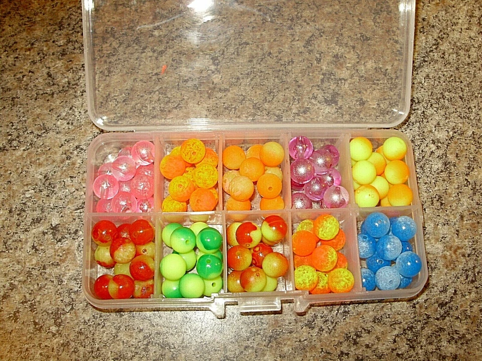 MAD RIVER DUBBING COMPANY 8mm 10 Color TWO TONE SUPER UV & REGULAR TROUT & STEELHEAD Bead Assortment Box