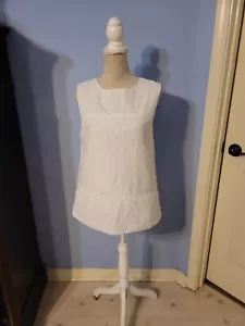 Blusa donna bianca senza maniche Liz Claiborne taglia 10 - Foto 1 di 8