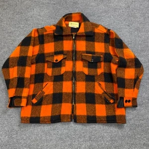 Melton Buffalo karierte Wolle Jagd Reißverschluss Jacke Large Made in USA - Bild 1 von 6