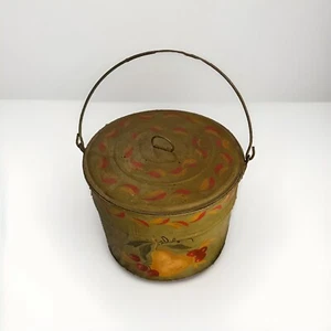 Vintage Handpainted Lunch Pail. Folkart Fruit Motiff Farmhouse Primitive - Picture 1 of 4