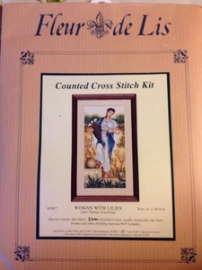 RARE Fleur de Lis Woman with Lilies counted Cross stitch kit - Picture 1 of 3