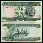 Solomon Islands 2 Dollars P-18 Nd 1997 Unc Boat Fish Net World Currency Banknote