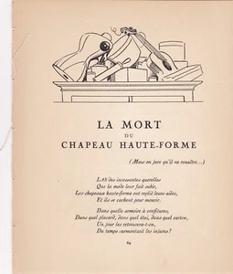 1923 Gazette Du Bon Ton - Death of the Top Hat - Libretti/Poetry by Franc-Nohain - Picture 1 of 4