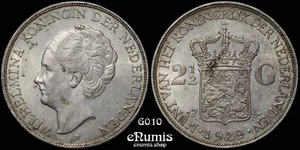PAÍSES BAJOS, Wilhelmina, 2 1/2 florines 1929, error de acuñación, UNC - Imagen 1 de 6