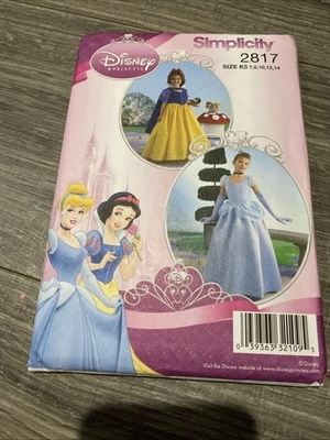 Disfraz de princesa Disney Simplicity 2817 patrón de costura SIN CORTAR 7, 8, 10, 12, 14 Foto 1 de 2