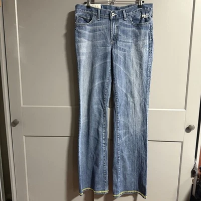 Pantalones de mezclilla Loomstate para mujer de algodón orgánico Justice tiro bajo corte bootcut cintura 34" Foto 1 de 4