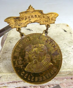 Original 1909 Hudson-Fulton Celebration Souvenir Medal Newburgh NY Hudson Fulton - Picture 1 of 9