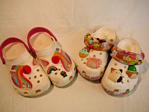 Crocs Kids Unisex Used Squishmallows Classic Clogs Size 13 Bonus Lot Unicorn - Picture 1 of 12
