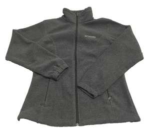 Columbia dunkelgraue Fleecejacke durchgehender Reißverschluss Taschen MOCK NECK Kordelzug Saum PLUS 1X - Bild 1 von 5