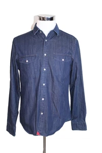 Camisa Untuckit Para Hombres Calce Ajustado Nero Buono Denim Abotonada Manga Larga Azul M - Imagen 1 de 3