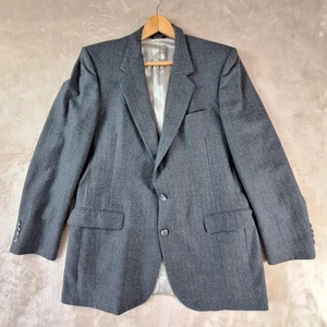 Pierre Cardin Blazer Mens 44 Gray Double Vented Wool Blend Sport Coat Jacket - Picture 1 of 13