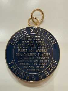 Louis Vuitton Charm Zipper Pull LV Blue Enamel Gold Trunks & Bags Tag 35mm - Picture 1 of 2