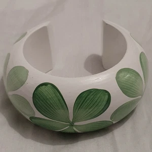 Boho Clover Flower Cuff Bangle Bracelet Green White Chunky Statement Thick Gift - Picture 1 of 10