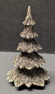 Vintage Plastic 3.25" Christmas Tree Silver w/Mica Glitter Western Germany - Bild 1 von 4