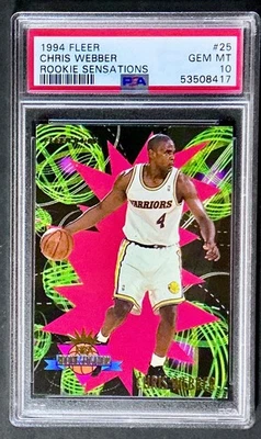 1994 FLEER #25 CHRIS WEBBER ROOKIE SENSATION RC   PSA 10 - Image 1 of 2