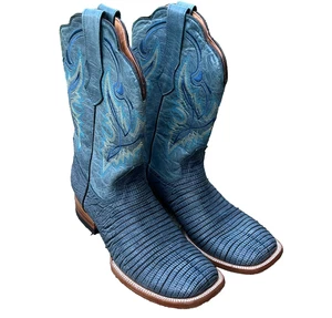 Cowboy Up Blue Lizard Leder Cowboystiefel Handarbeit in Mexiko Herren Größe 9 Mex 28 - Bild 1 von 14