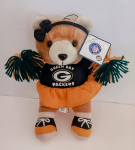 Oso de peluche Green Bay Packers Cheerleader 1998 NFL nuevo con etiquetas 11" de alto - Imagen 1 de 4