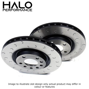 R56 Mini Cooper Front Brake Discs HALO C Hook Grooved - Picture 1 of 12