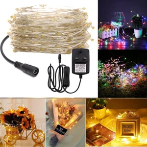 12V Copper LED String Micro Wire Fairy Lights Party Wedding With Main UK Plug - Picture 1 of 14