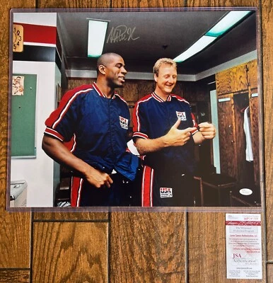  MAGIC JOHNSON SIGNED 16X20 PHOTO TEAM USA LAKERS BASKETBALL AUTOGRAPHED JSA - Image 1 of 4