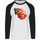 Curled East Timor Flag Day Football Mens L/S Baseball T-Shirt