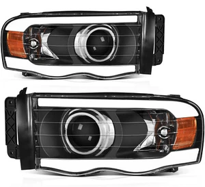 Headlights Assembly For 2005-2002 Dodge Ram Lamps Driver Passenger Sides - Picture 1 of 7