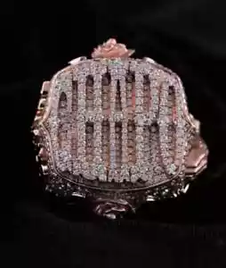 4Ct Round Cut Real Moissanite Customize Men's Wedding Ring 14K Rose Gold Plated - Picture 1 of 11