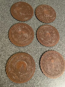 Handcrafted Laser Engraved Leather Look Fisherman Wood Coaster Set of 6 - Picture 1 of 1