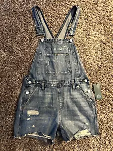 WILD FABLE Distressed Denim OVERALL SHORTS Size Small NWT - Picture 1 of 4