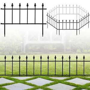 Decorative Garden Fence 10ft (L) x 17in (H) - 5 Panels Heavy Duty Metal Garde... - Picture 1 of 7