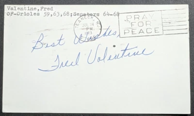Fred Valentine - 1959 Debut Autographed GPC - Deceased 2022 - Image 1 of 3