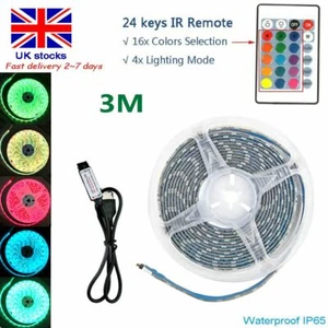 LED Strip Lights 3M usb 5V 5050 Multi TV Back Lighting Kit+ Remote Control new - Picture 1 of 12