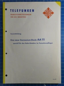 Telefunken Halbleitermitteilungen für die Industrie Germanium Diode AA111 B23096 - Picture 1 of 5
