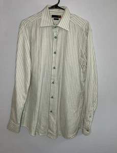 Thomas Elliot Milan Striped Button Down Shirt Made in Italy Size Large A5 - Picture 1 of 6