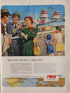 Pubblicità stampa TWA 1950 vintage, abbiamo fatto del viaggio in aereo un affare di famiglia - Foto 1 di 1