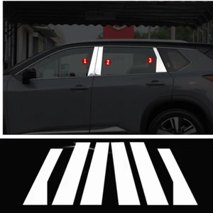 6P Chrome S.Steel Door Window Pillar Posts Cover Trim For 2021-2023 Nissan Rogue - Foto 1 di 9