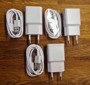 3x Original Samsung Schnell Ladegerät USB Typ C Kabel + Netzstecker weiß - Bild 1 von 2