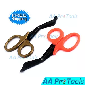 2 cesoie EMT TRAUMA PARAMEDICHE 5,5" lame rivestite in fluoro (oro + arancione) - Foto 1 di 1