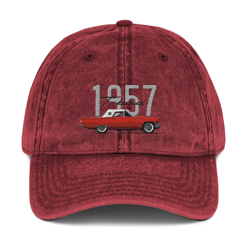 1957 Thunderbird Red T-Bird Antique Car Owner Vintage Cotton Twill Cap dad hat - Изображение 1 из 1