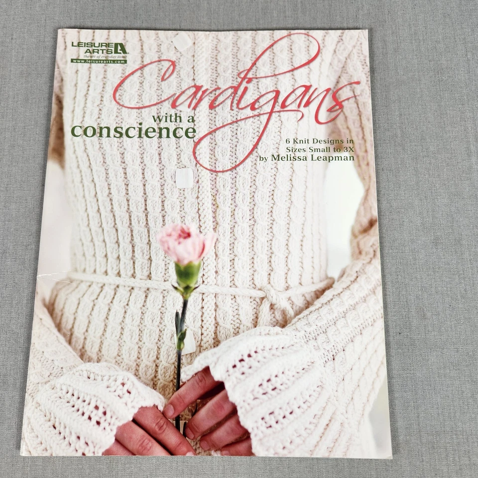 Leisure Arts Cardigans with a Conscience LEAPMAN Natural Recycled Yarns Sz S-3X - Image 1 of 3