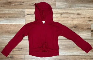 Zella Hoodie Girls XS 5 6 Red Twist Hem Cropped Sweatshirt Activewear - Picture 1 of 11