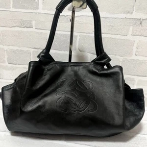 LOEWE Nappa Aire Leather Handbag Anagram Embossed Black Used Recolored - Picture 1 of 7