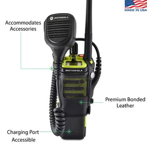 Motorola APX 7000XE Duty Belt Holster Case, D Rings Two Way Radio Black Leather - Picture 1 of 12