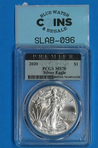 2020 $1 SILVER AMERICAN EAGLE PCGS MS70 PREMIER LABEL SLAB-096 - Picture 1 of 2
